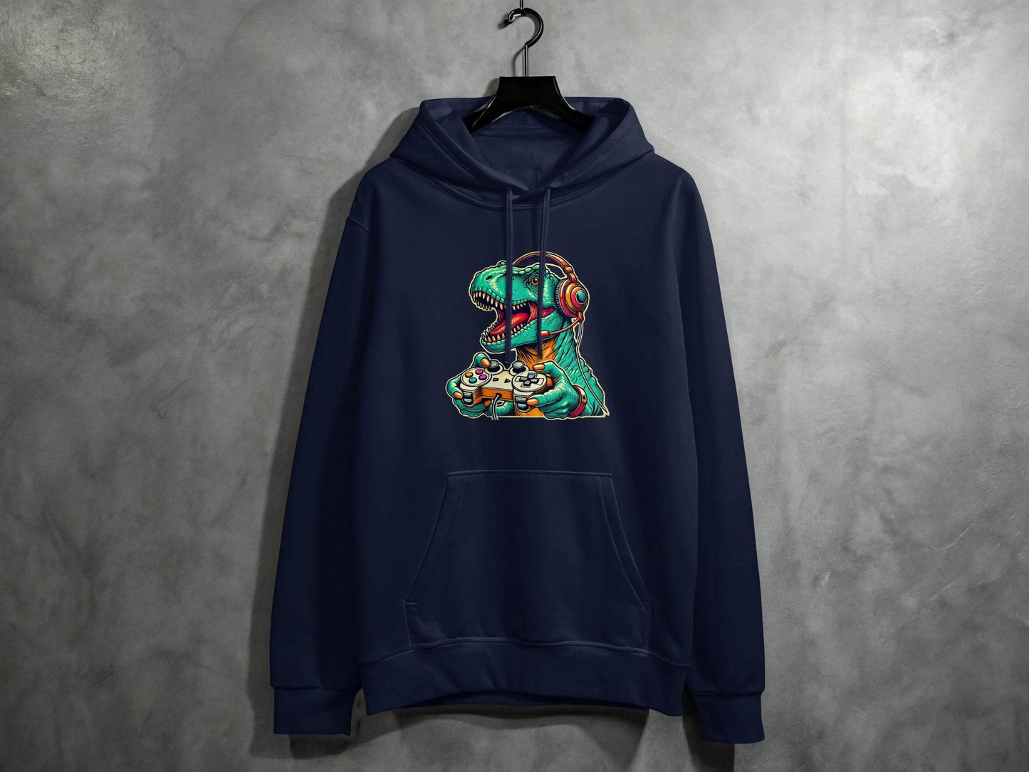 Gaming Dinosaur Retro Controller Funny Gamer Design Hoodie - Design & Vybe