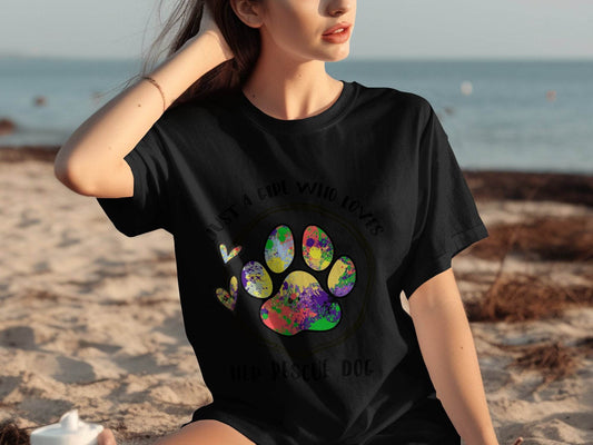 Just a Girl Who Loves Her Rescue Dog Paw Print T-shirt - Design & Vybe