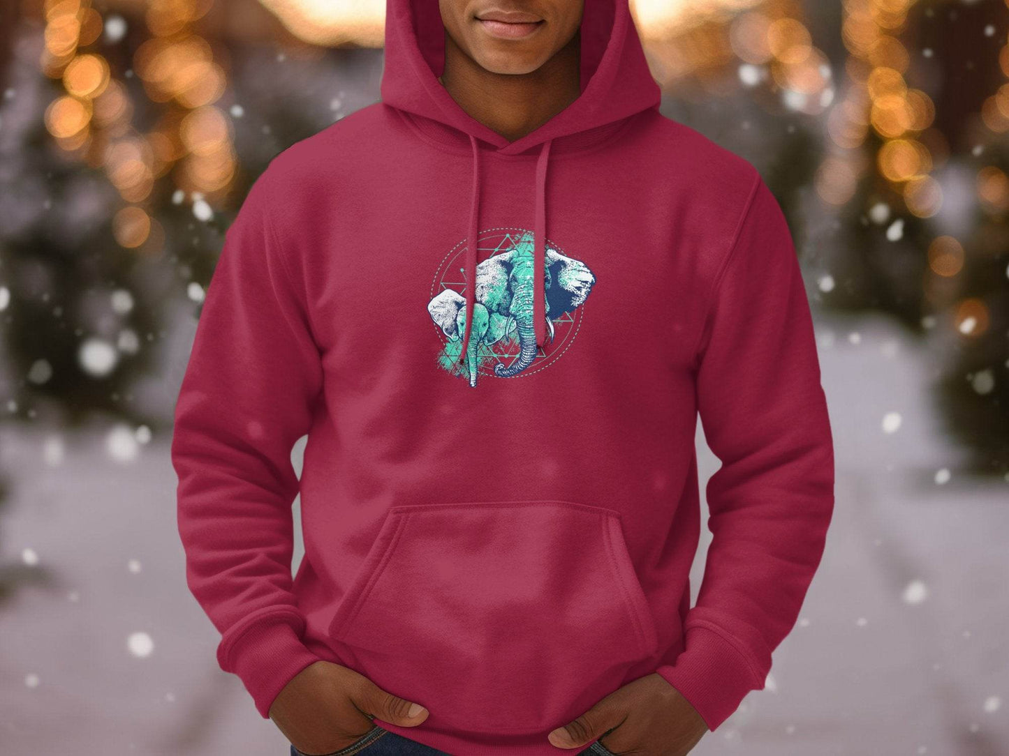 Stunning Elephant Graphic Blue Nature Design Hoodie - Design & Vybe