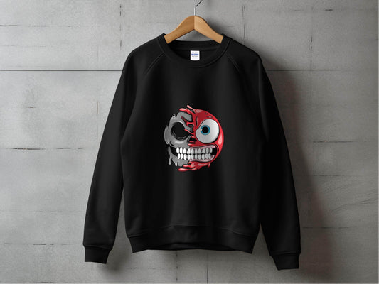 Half Skull And Cartoon Face Fun Graphic Design Sweater - Design & Vybe