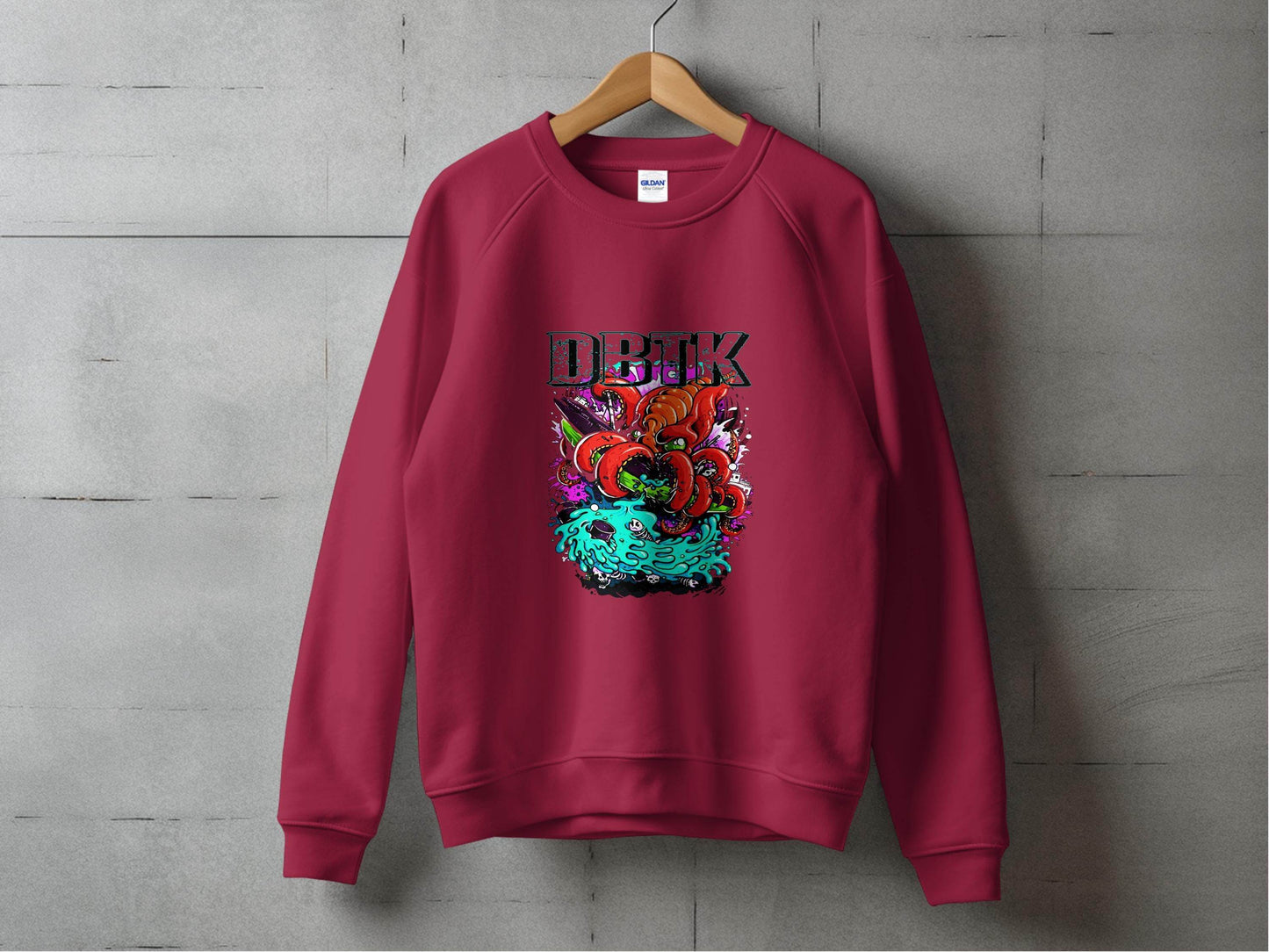 DBTK Octopus Rising with Splashes Graphic Print Sweater - Design & Vybe