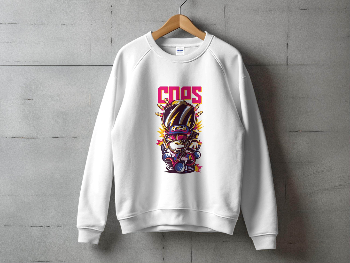 COPS Cartoon Character With Gun For Enthusiasts Hoodie - Design & Vybe