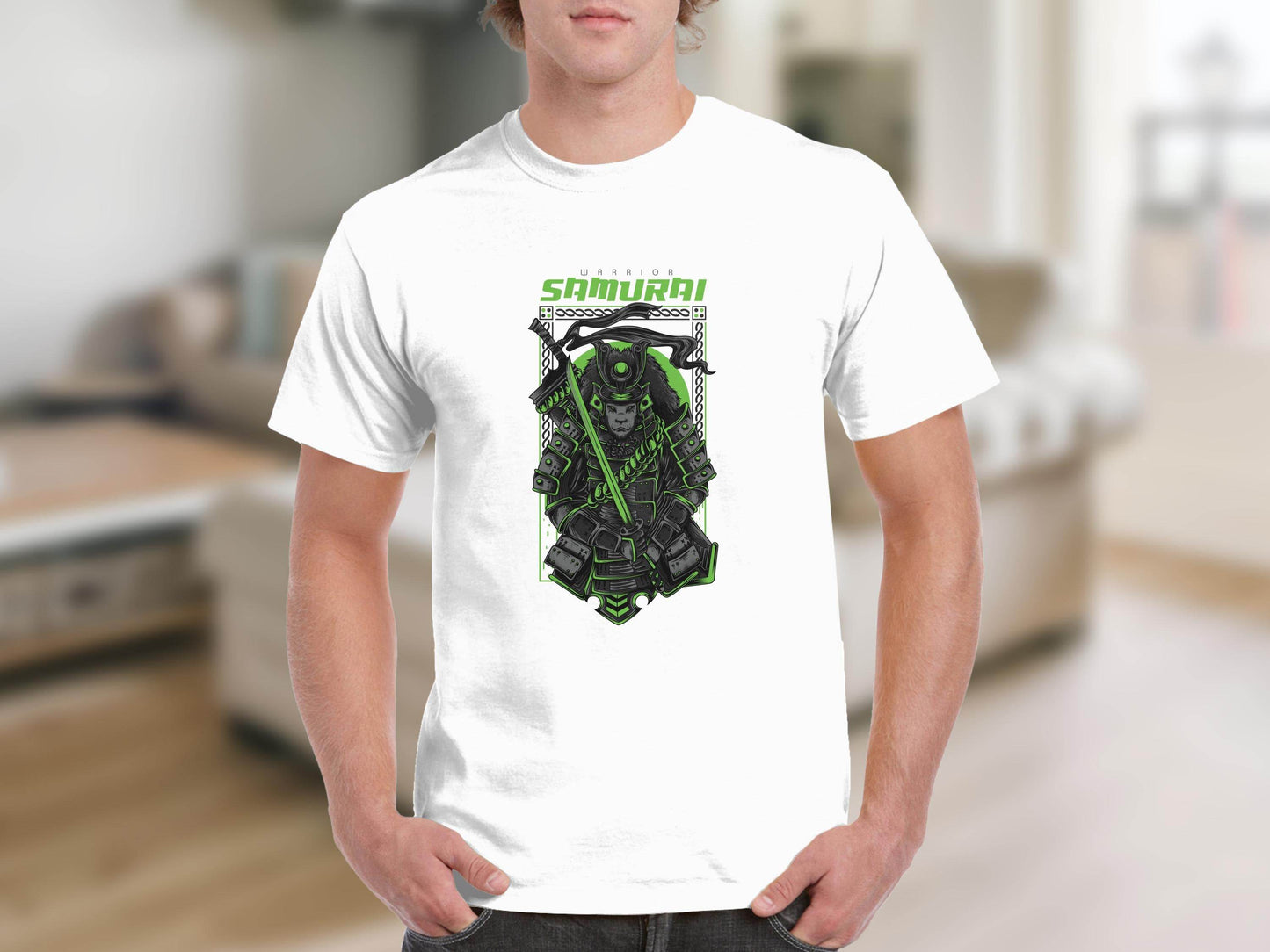 Warrior Lion Samurai Design Graphic Art T-Shirt - Design & Vybe