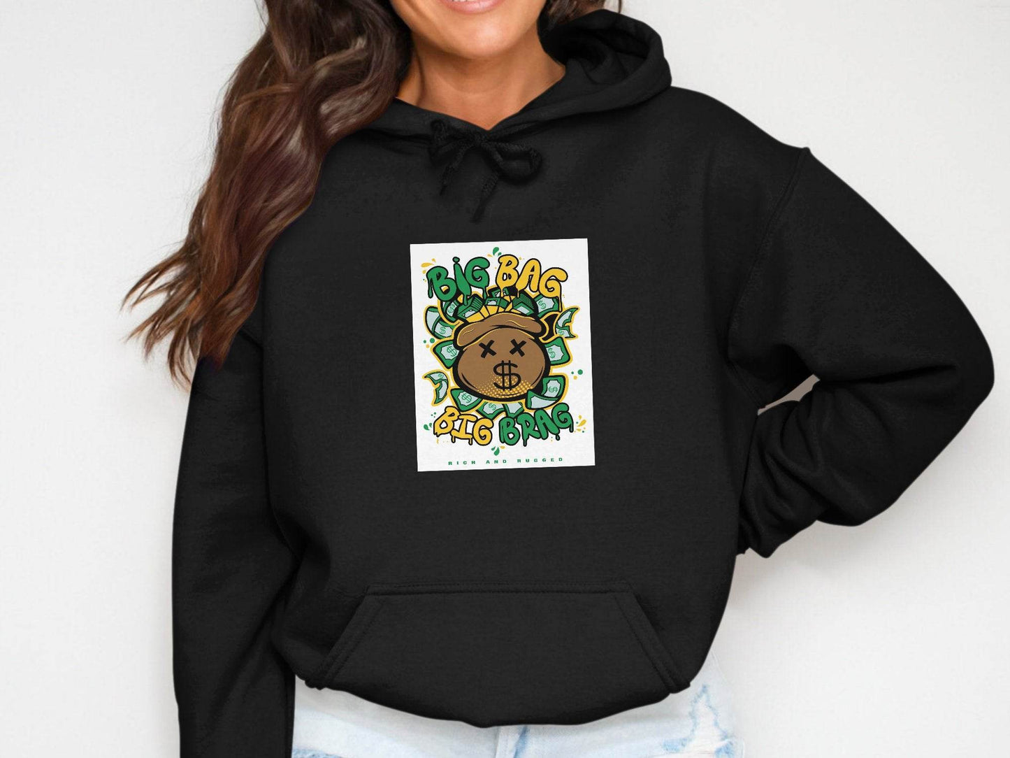 Big Bag and Big Brag Rich and Rugged Design Hoodie - Design & Vybe