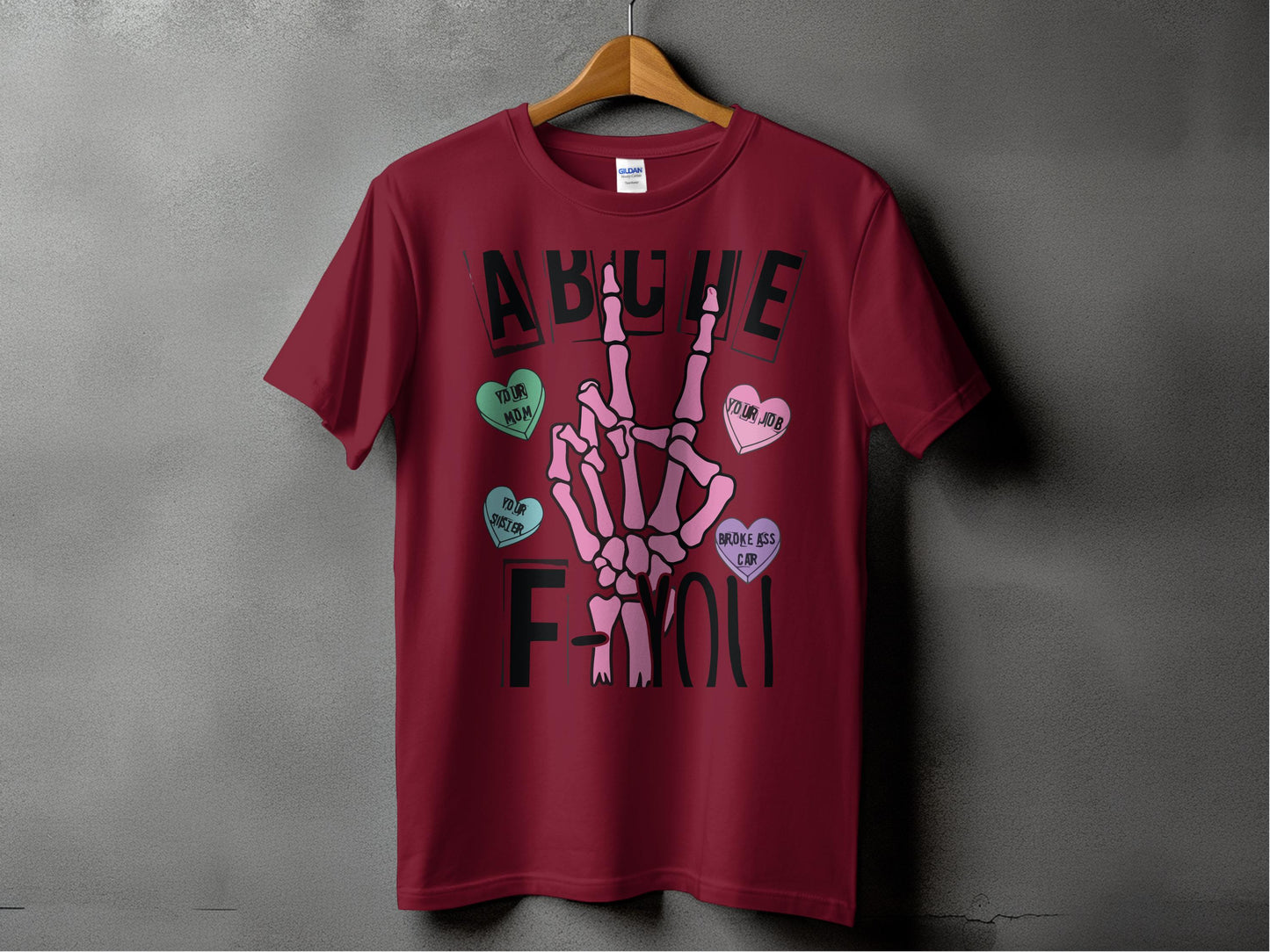 Vintage love themed skeleton hand graphic tee product