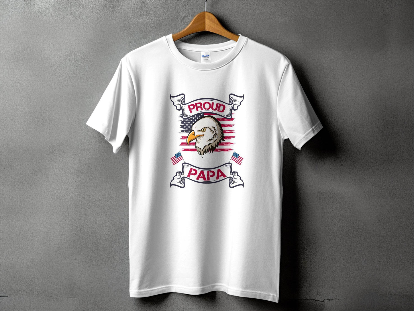 Proud American Papa USA Flag Bald Eagle T-Shirt - Design & Vybe