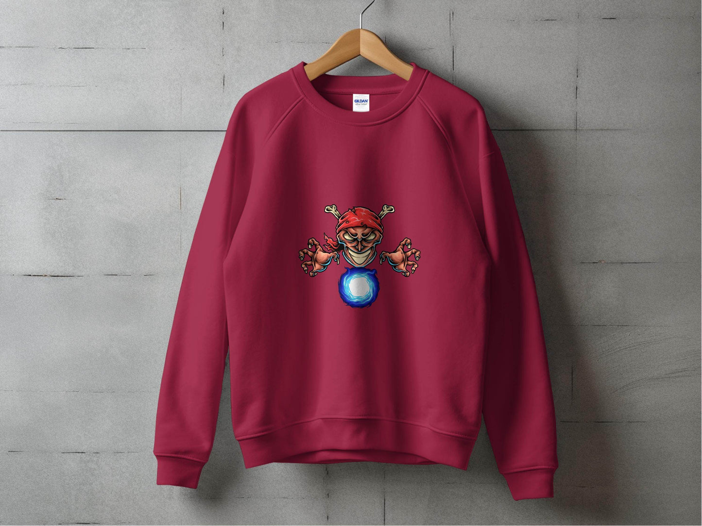 Pirate Skull With Claws And Fire Graphic Art Sweater - Design & Vybe