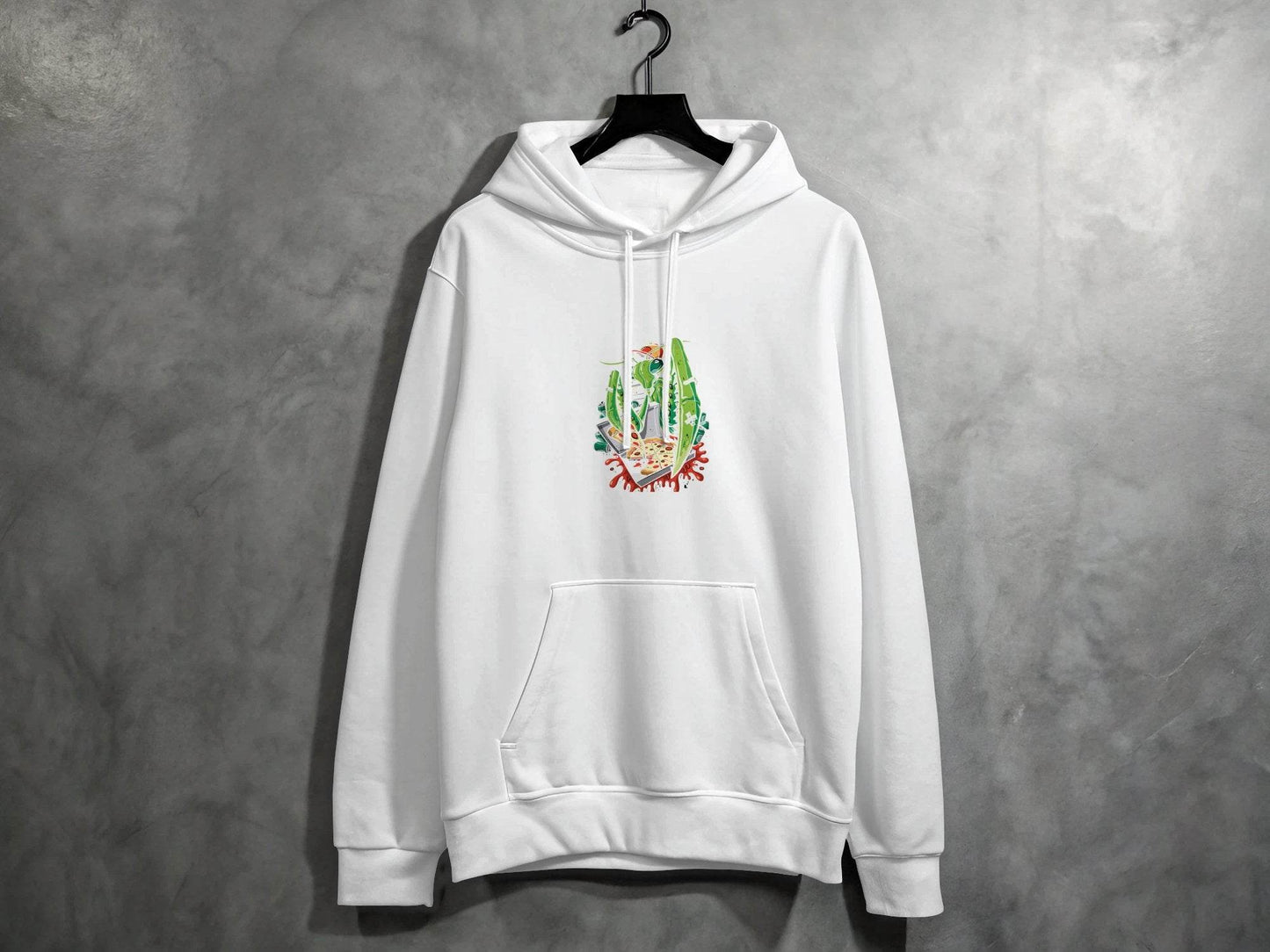 Praying Mantis Enjoying Pizza With Some Drinks Hoodie - Design & Vybe