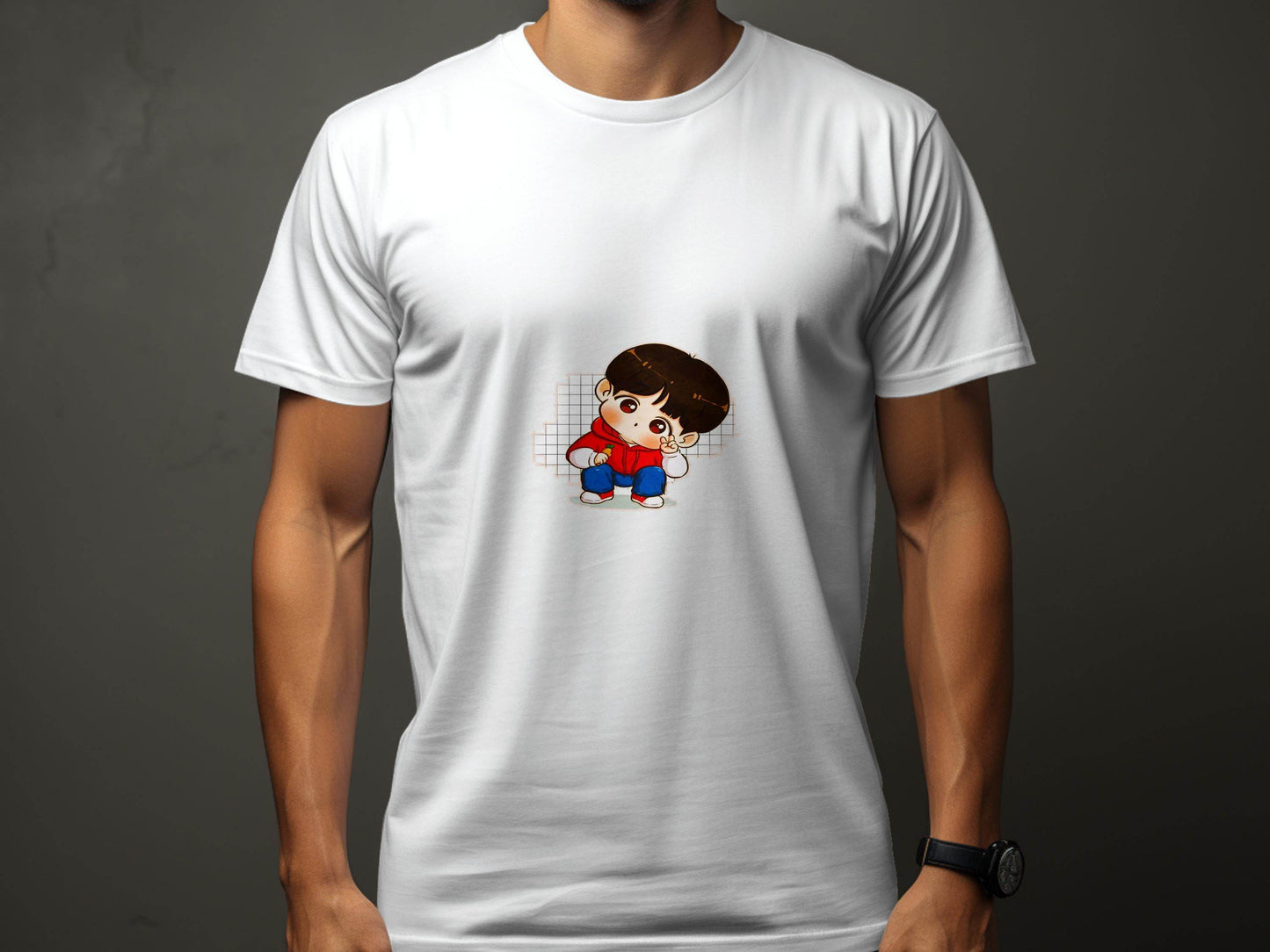 Cute Cartoon Boy In Red Hoodie Carrot in Hand T-Shirt - Design & Vybe