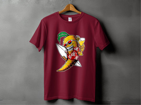 Tropical Vibes Surfboard Carrot Skeleton Graphic T-Shirt - Design & Vybe