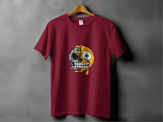 Half Skull Half Emoji With Teeth Out Vector T-Shirt - Design & Vybe