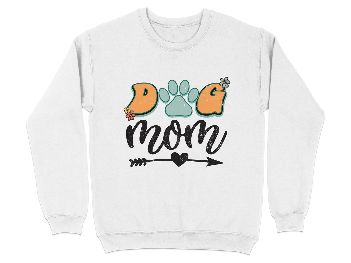 Dog Mom Retro Design Flower And Heart Arrow Graphic Sweater - Design & Vybe