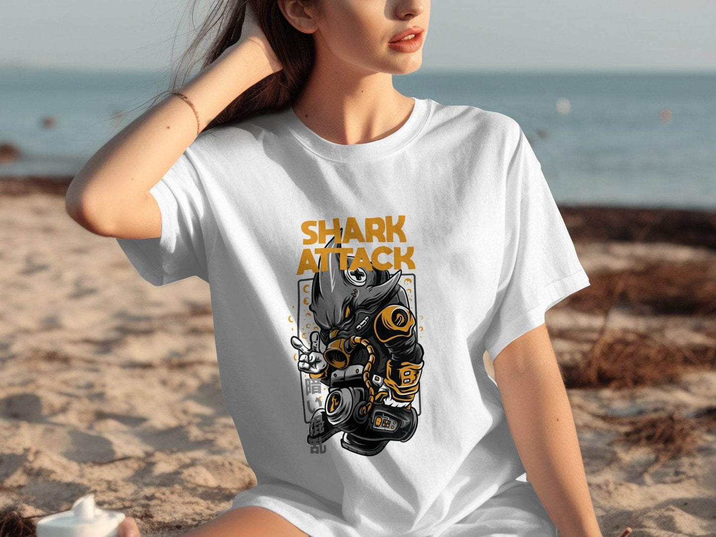 Shark Attack Graphic Illustration Inspired Design T-Shirt - Design & Vybe
