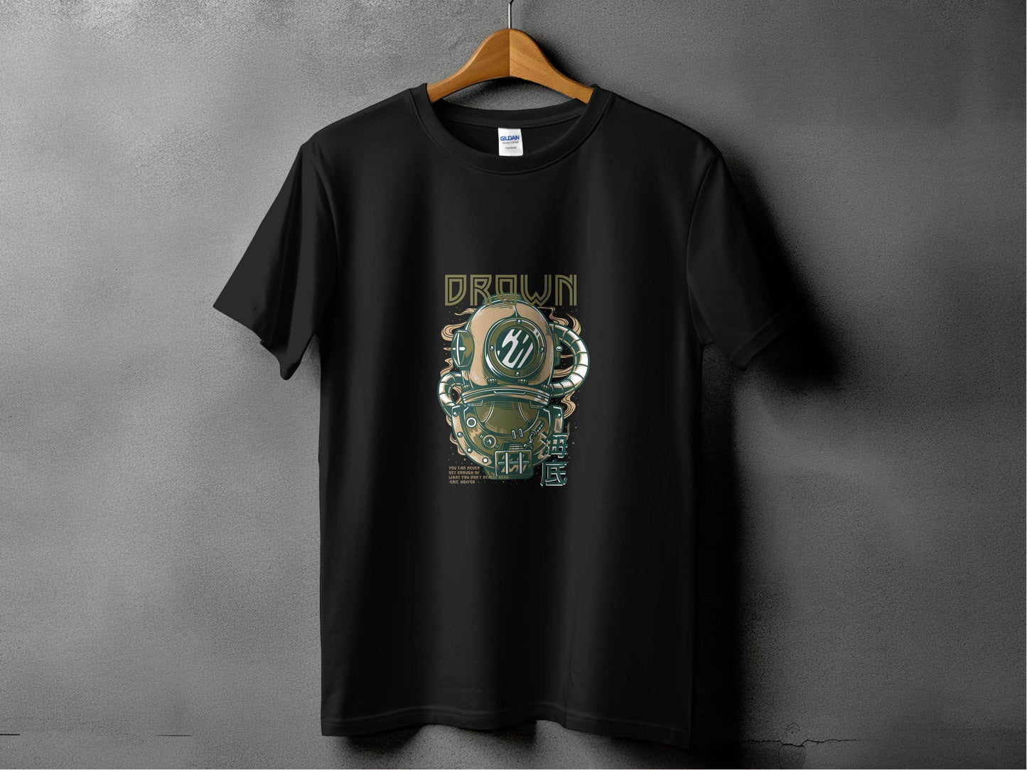 Retro Diving Helmet with DROWN Graphic Cool T-Shirt - Design & Vybe