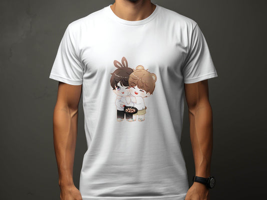 Cute Bunny Bear Cartoons Cooking Together T-Shirt - Design & Vybe