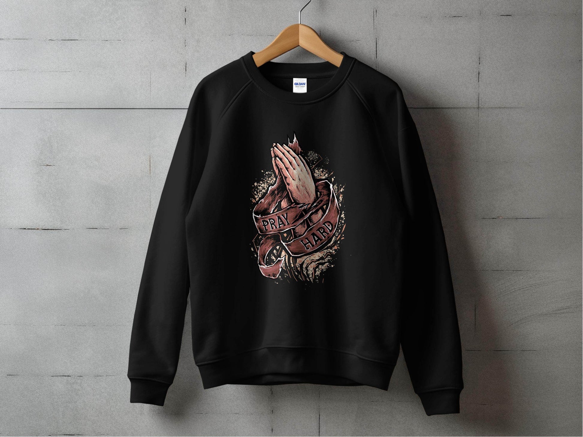 Inspiring Pray Hard Design Prayer Graphic Sweater - Design & Vybe