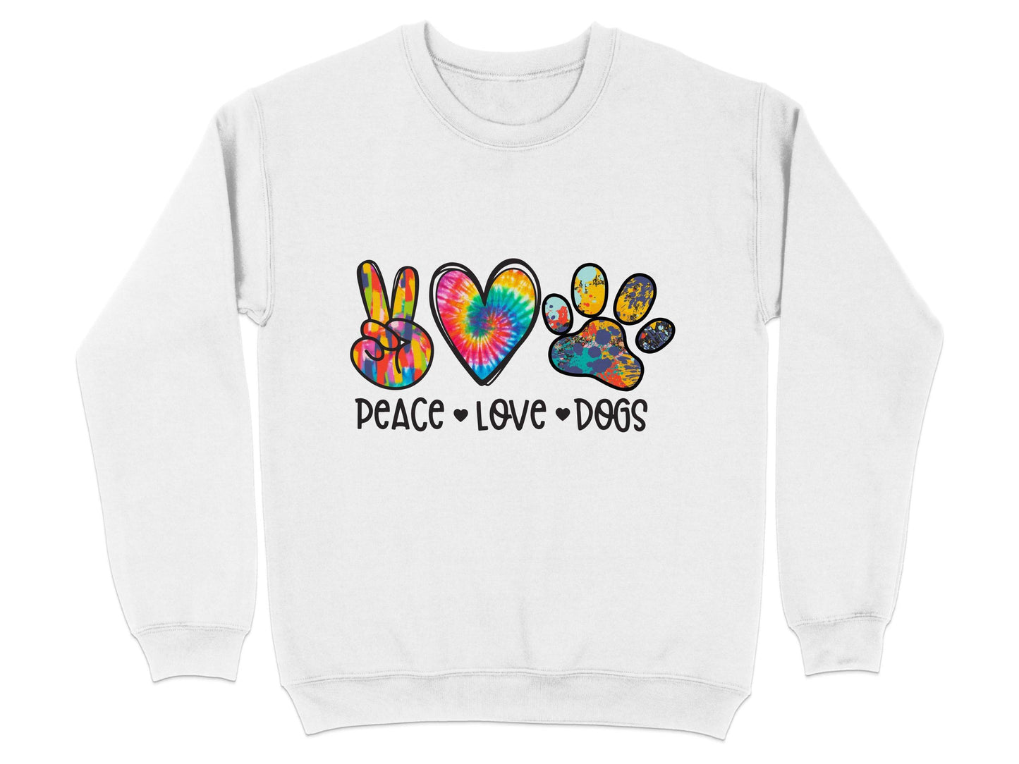 Peace Love Dogs Colorful Design Graphic Animal Lover Sweater - Design & Vybe
