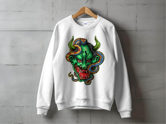 Bizarre Demon Face with Snake Design Horror Sweater - Design & Vybe