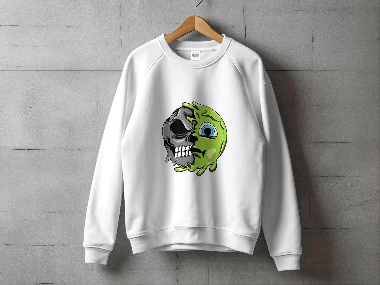 Half Skull Half Slime Design For All New Sweater - Design & Vybe