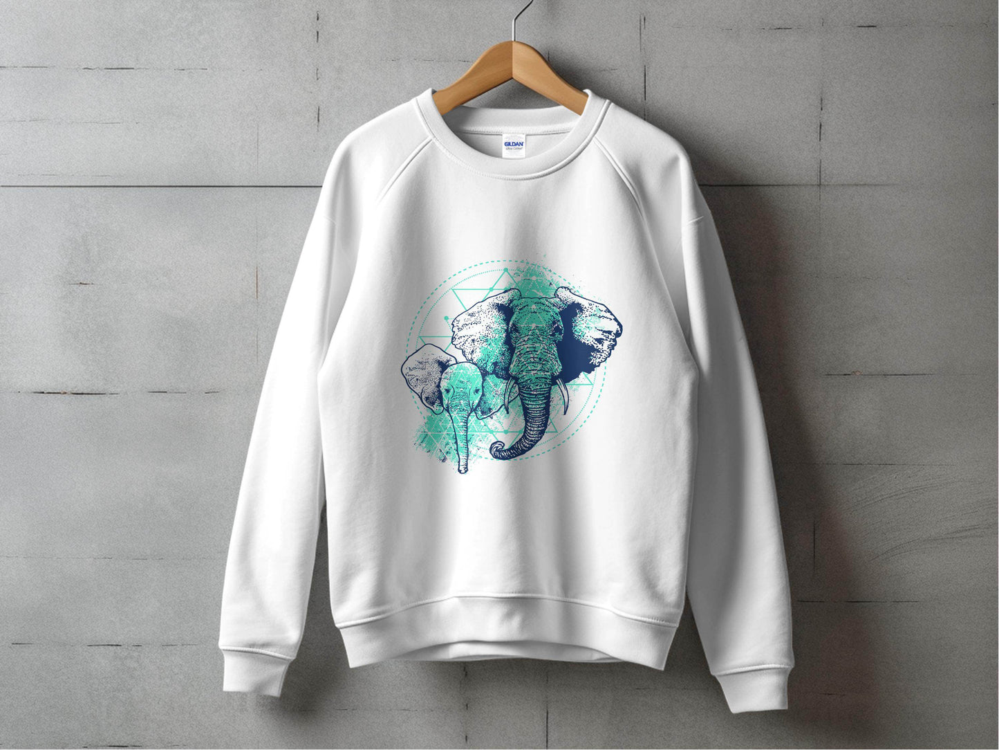 Stunning Elephant Graphic Blue Nature Design Sweater - Design & Vybe