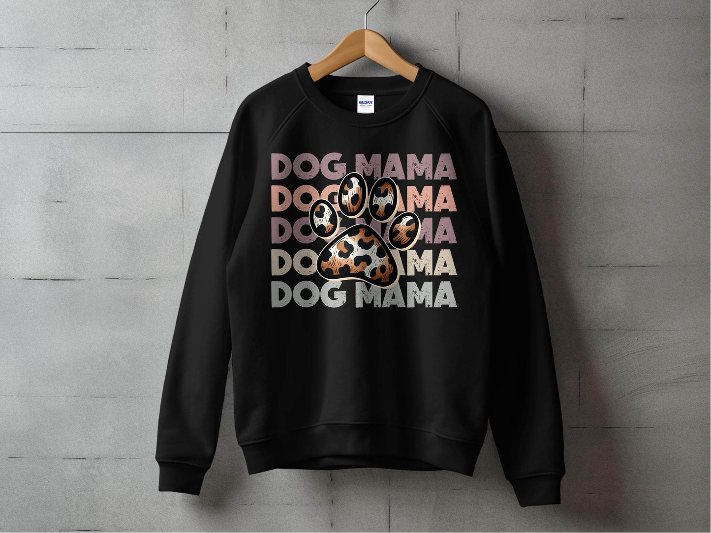 Dog Mama Paw Print Repeating Wording Design Image Sweater - Design & Vybe