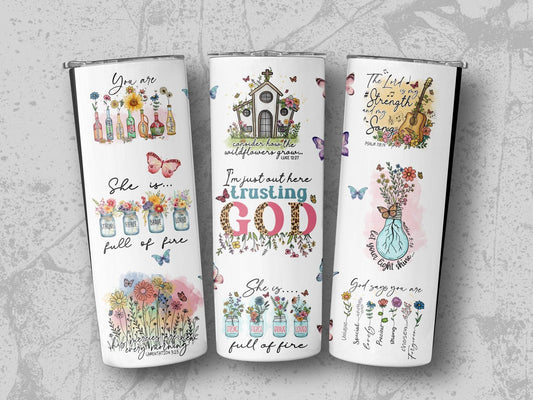 Religious Themed Floral Design Pattern Awesome Tumbler - Design & Vybe