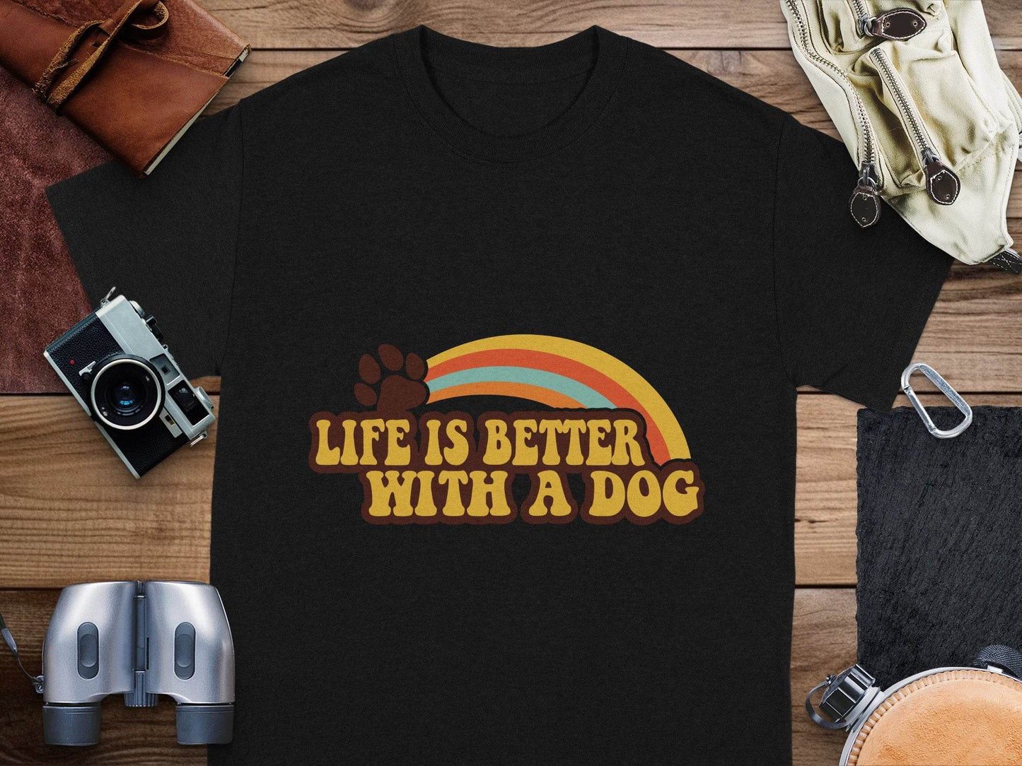 Life is Better With a Dog Colorful Text Rainbow T-Shirt - Design & Vybe