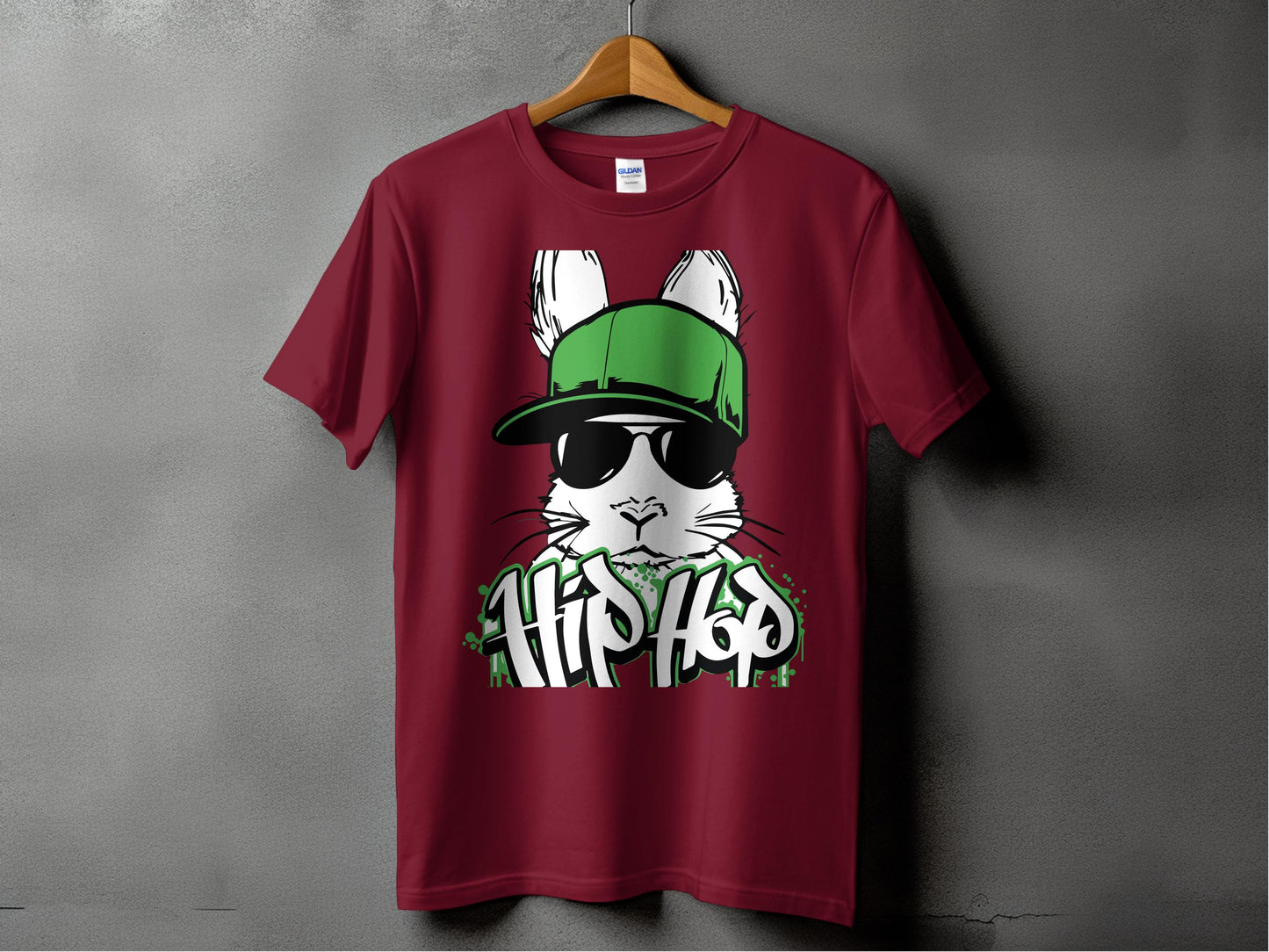 Hip Hop Cool Bunny Graphic Print T-Shirt product