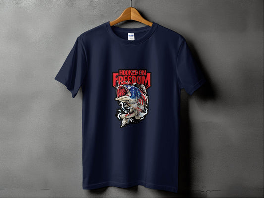Hooked On Freedom Patriotic Fish Graphic T-Shirt - Design & Vybe