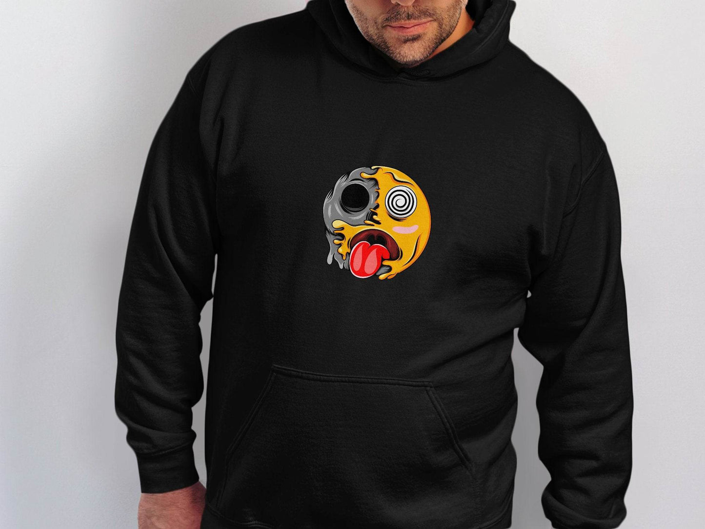 Melting Face with Swirling Eyes Smiley Graphic Hoodie - Design & Vybe