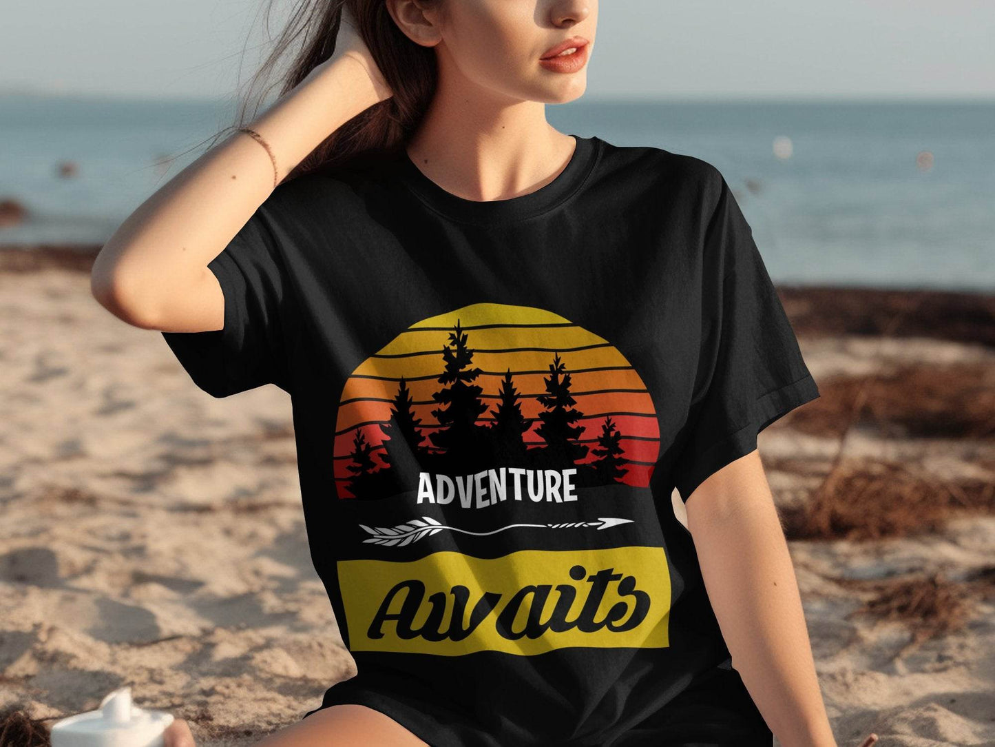 Adventure Awaits Graphic Sunset Design T-Shirt - Design & Vybe