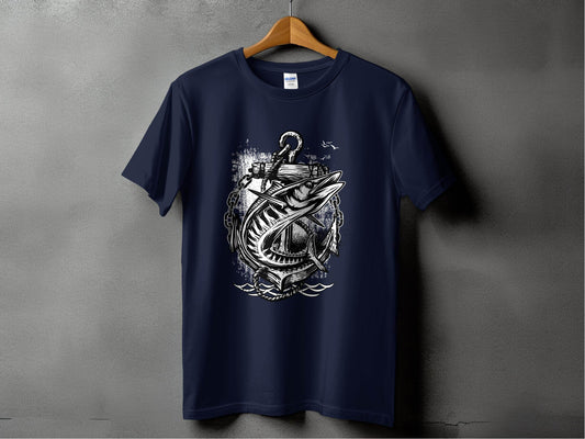 Nautical Anchor Design With Marlin Graphic T-Shirt - Design & Vybe