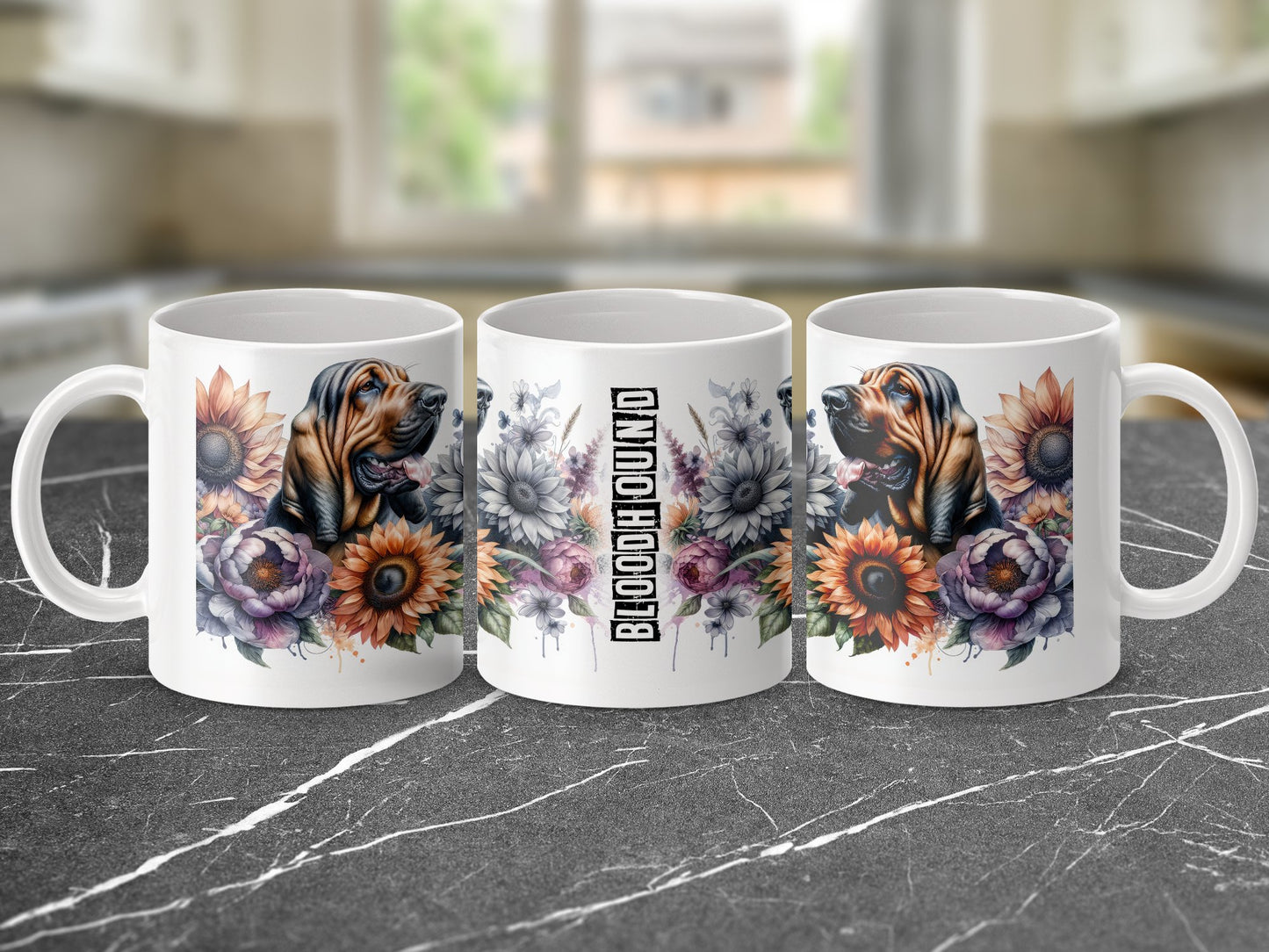 Bloodhound Flower Design Coffee Mug product