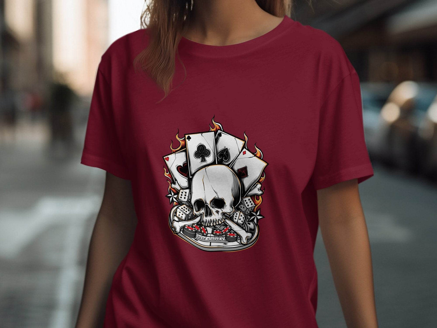 Skull and Gambling Illustration Graphic Design T-Shirt - Design & Vybe