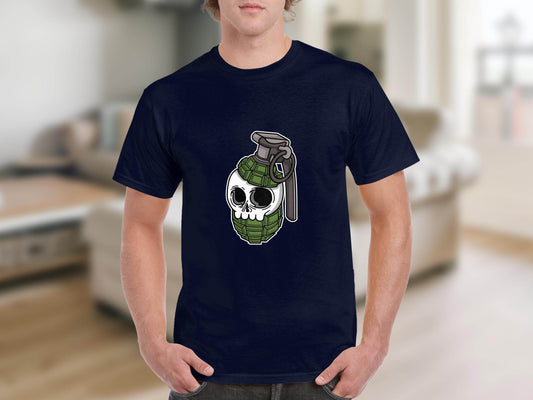 Skull Grenade Graphic Design Funny Unique Style T-Shirt - Design & Vybe