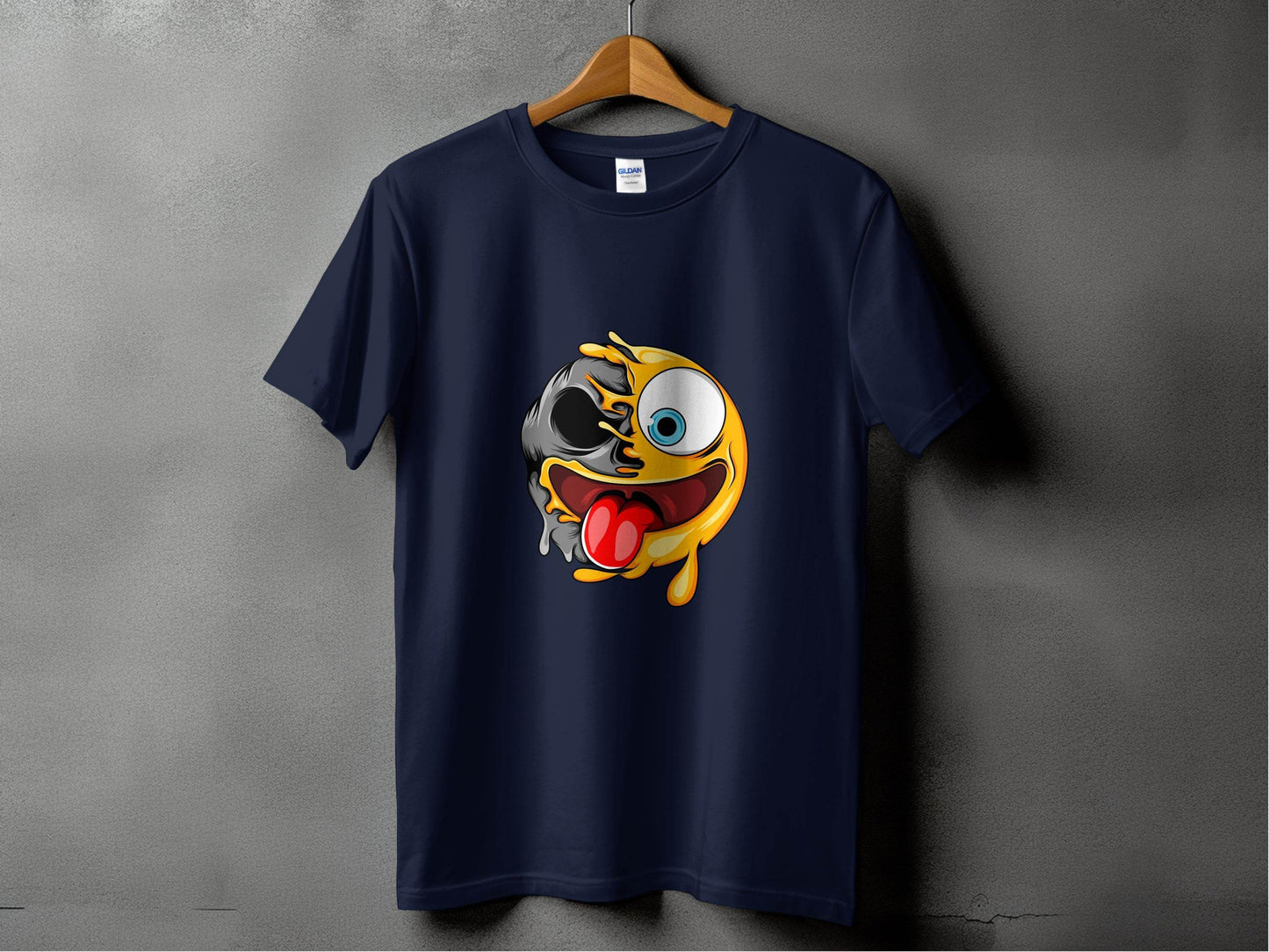 Skull And Emoji Face Combination Funky Design T-Shirt - Design & Vybe