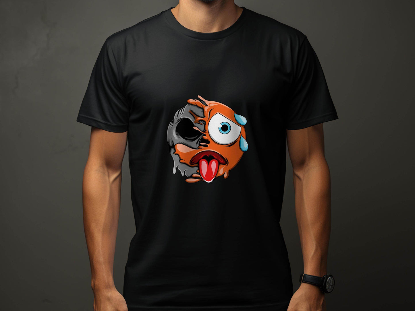 Emoji Face Meltdown With Skull Design Graphic T-Shirt - Design & Vybe