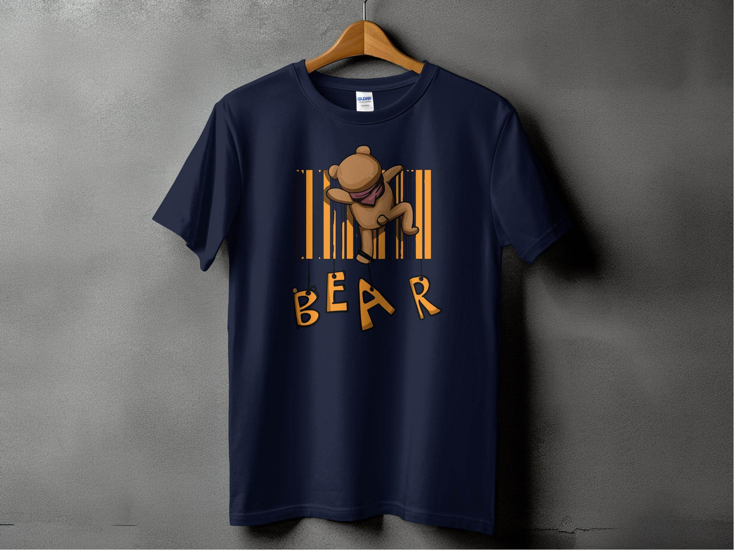 Funny Adorable Cute Bear Climbing Barcode Design Printed T-shirt - Design & Vybe