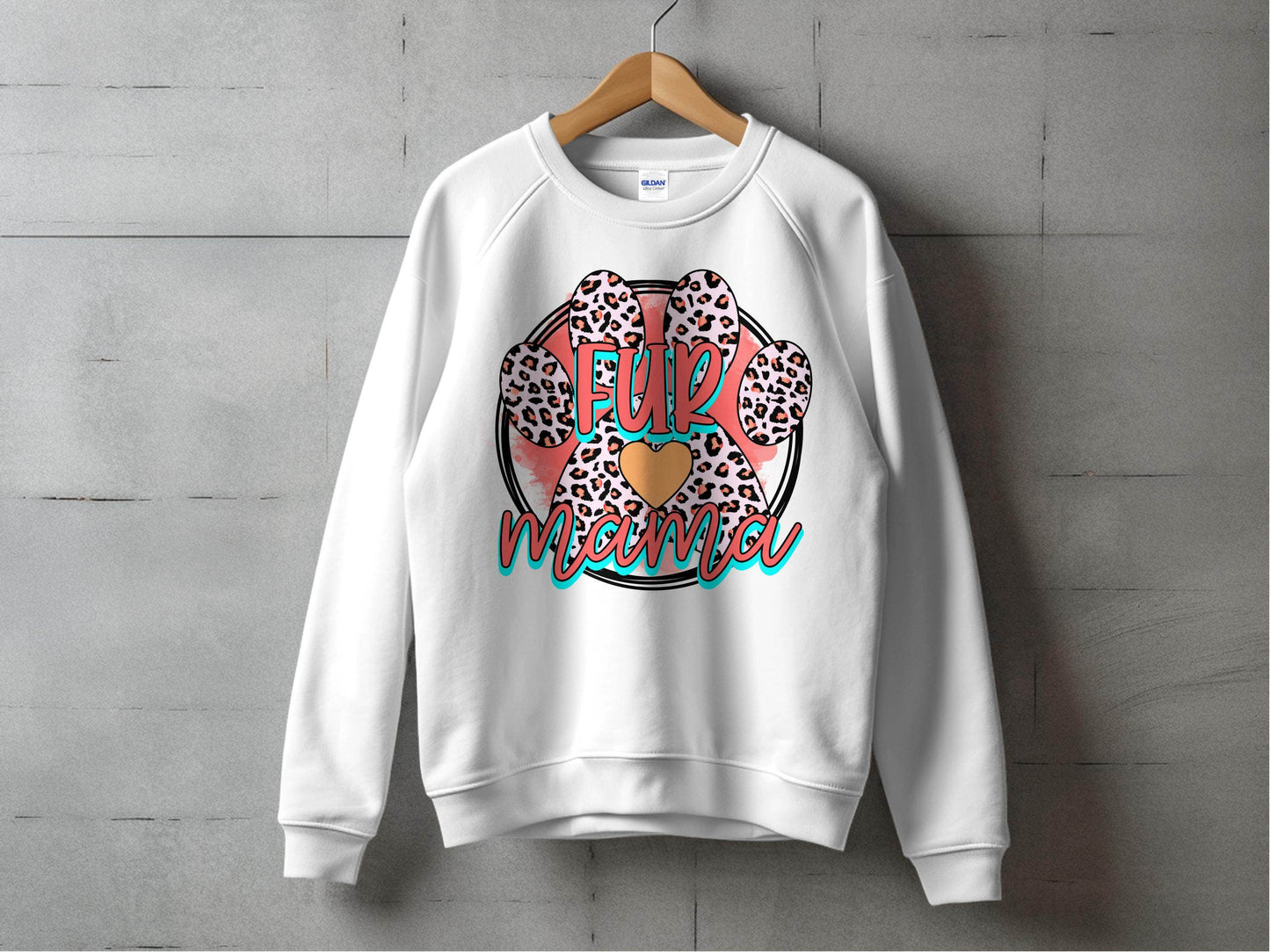 Fur Mama With Leopard Pattern Paw Print Graphic Sweater - Design & Vybe