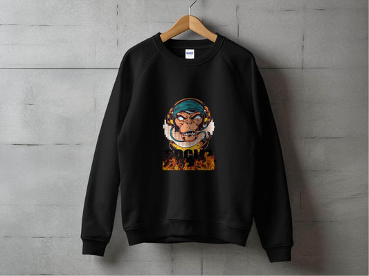 Social District Monkey with Headphones Design Sweater - Design & Vybe