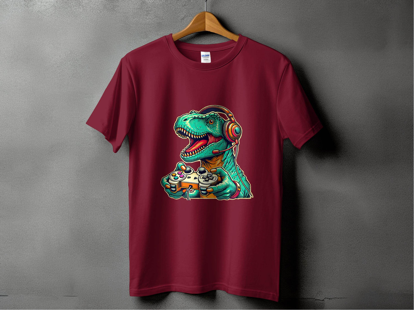 Gaming Dinosaur Retro Controller Funny Gamer Design T-Shirt - Design & Vybe