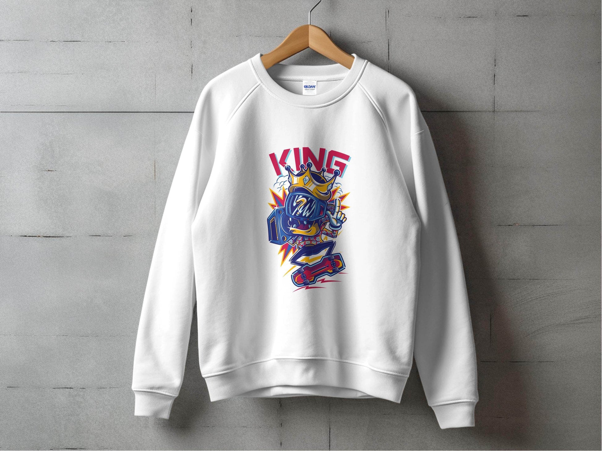 King Skater With Question Mark Head Retro Design Hoodie - Design & Vybe