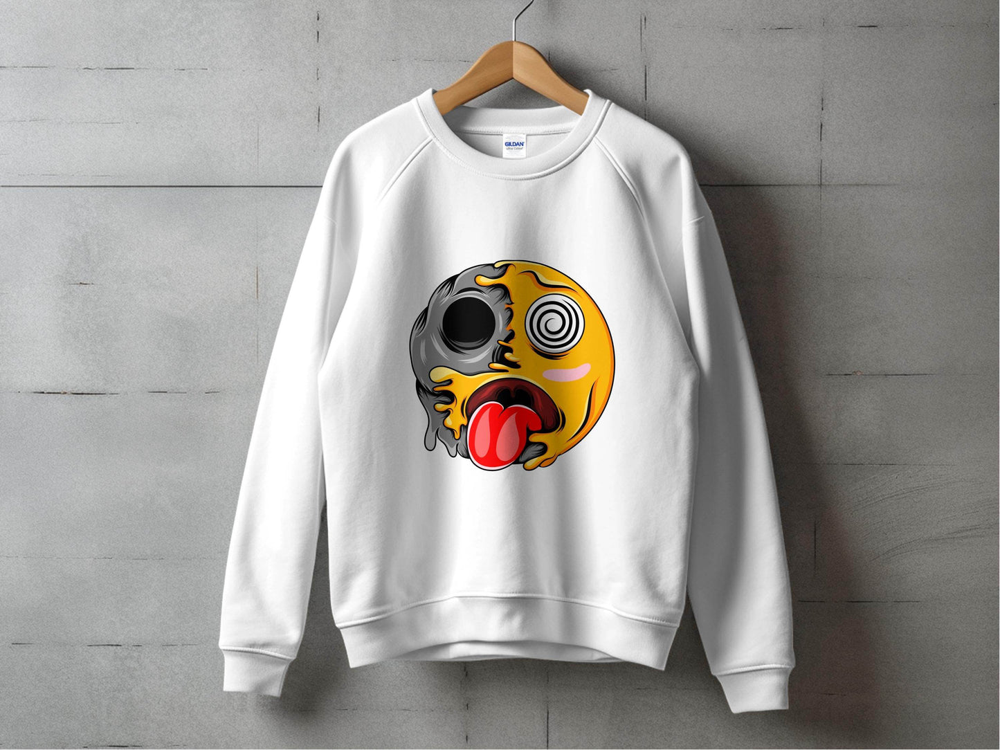 Melting Face with Swirling Eyes Smiley Graphic Sweater - Design & Vybe
