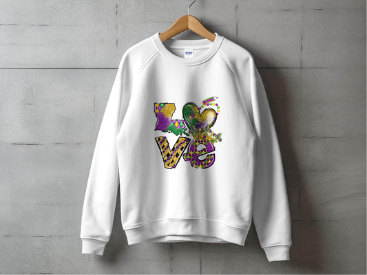 Teach Love Inspire Louisiana Heart Crown Mardi Gras Sweater - Design & Vybe