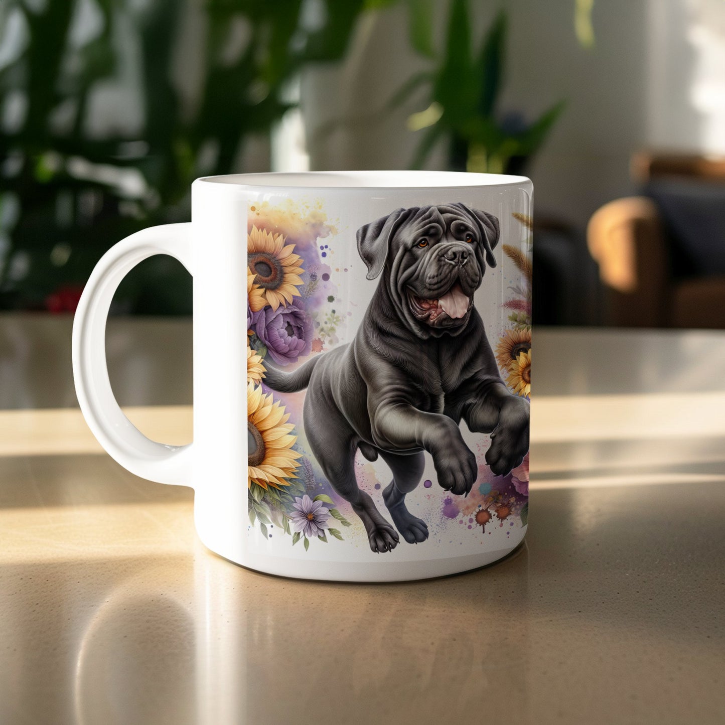 Cane corso dog and flowers white coffee mug product