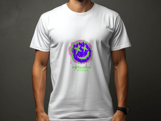 Happy Nation Toxiclated Smiley Face Graphic Design T-Shirt - Design & Vybe