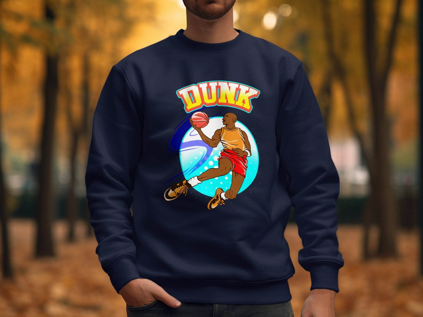 Vibrant Basketball Dunk Graphic Sports Sweater - Design & Vybe