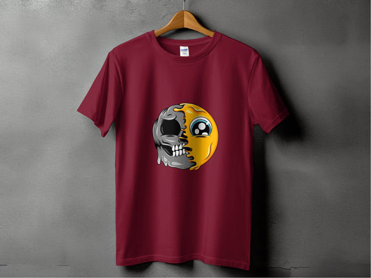 Emoji Meets Skull Fusion Unique Graphic Print T-Shirt - Design & Vybe