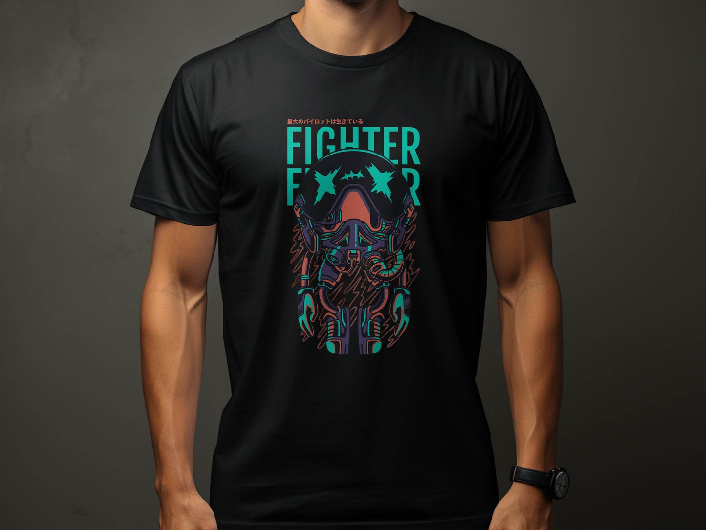 Retro Fighter Pilot Graphic SciFi Illustration T-Shirt - Design & Vybe