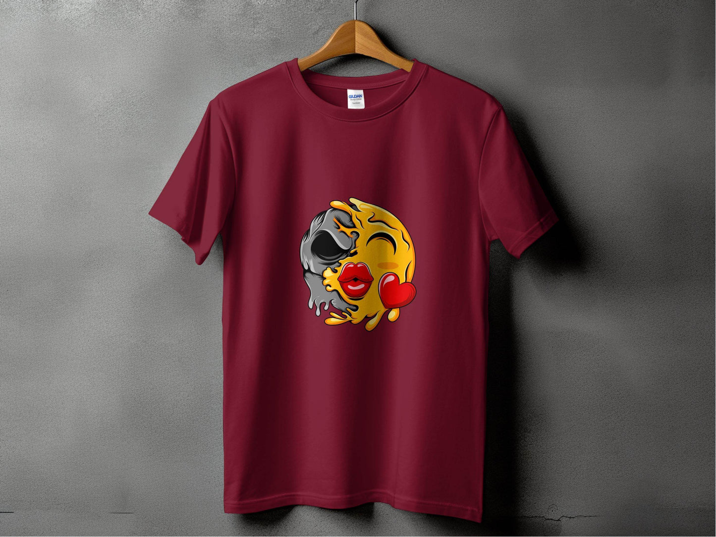Melting Emoji Kiss with Skull Graphic Design T-Shirt - Design & Vybe
